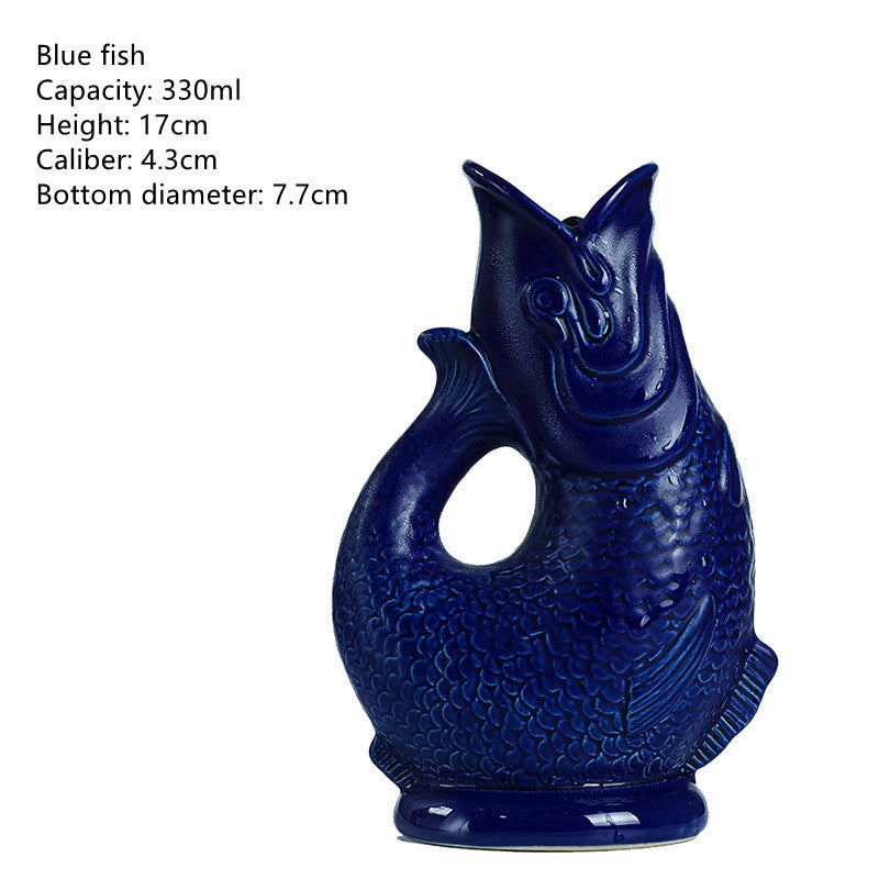  Keramikgefäß für Getränke, blau, Keramik, Fischdesign Alpaburo 