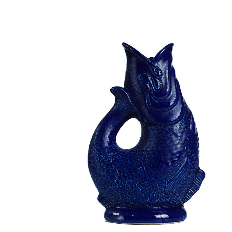 Keramikgefäß für Getränke, blau, Keramik, Fischdesign Alpaburo 